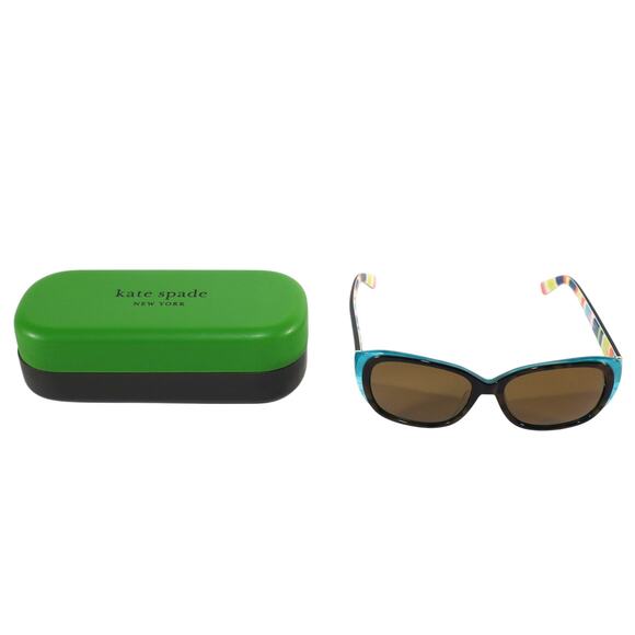 Kate Spade HILDE Oval Polarized Sunglasses - Olive Havana Turquoise/Brown - NWT - Picture 10 of 10